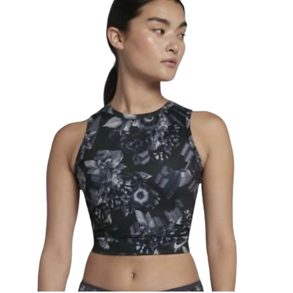 Nike Epicโ Lux Power Crop Printed Tank Size S black gray floral